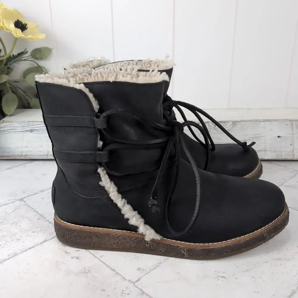 UGG Women's Luisa Water Resistant Leather Boots 1012545 Dark Gray Size 7 Winter
